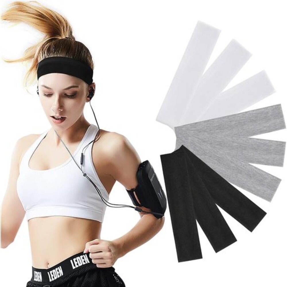 Work Headbands for Women 9 Pack Sweat Wicking Yoga Running Gym Sports Cotton